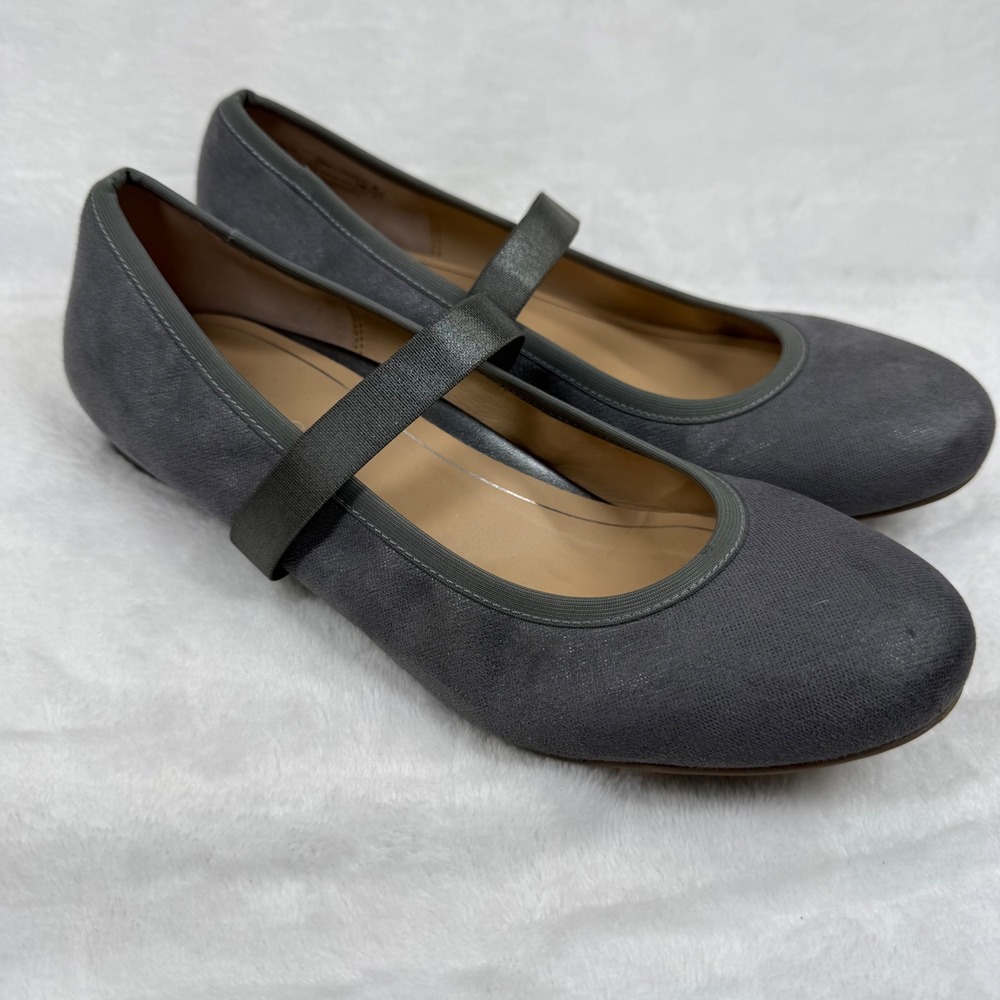 Vionic Joseline Gray Suede Mary Jane Flats Round Toe Comfort Shoes Size 7